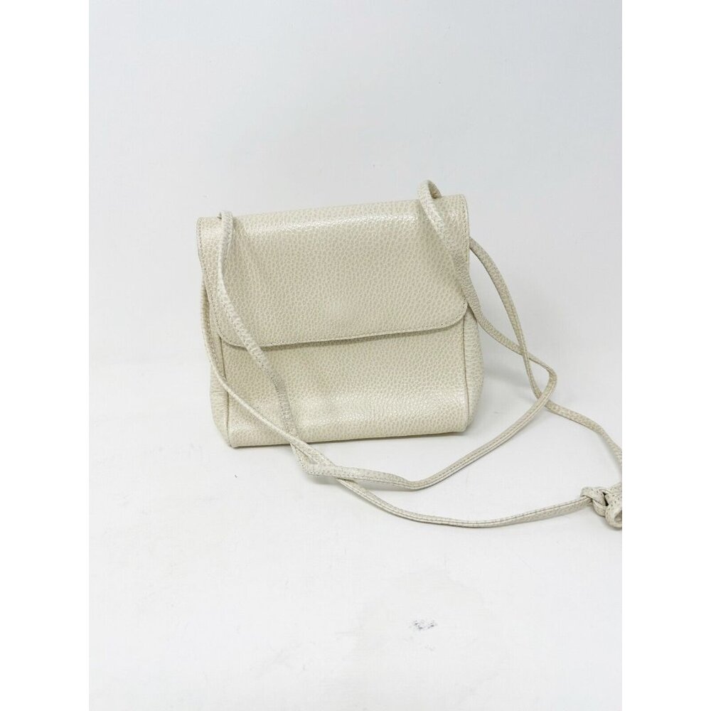 Furla Crossbody Shoulder Bag Purse Pebbled Leather Made In Italy Ivory‎ Small